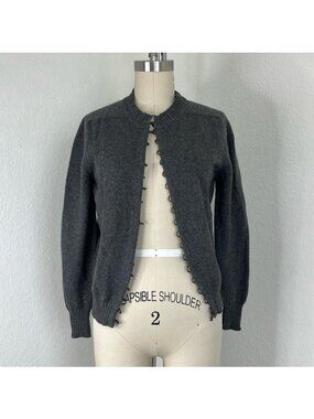 Balmain Cashmere Hook and Eye Closure Cardigan Sweater